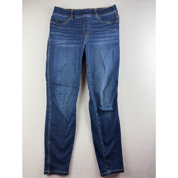 SPANX Denim - Spanx Jean-ish Leggings Womens Large Dark Wash Blue Skinny Pull On Denim Pants